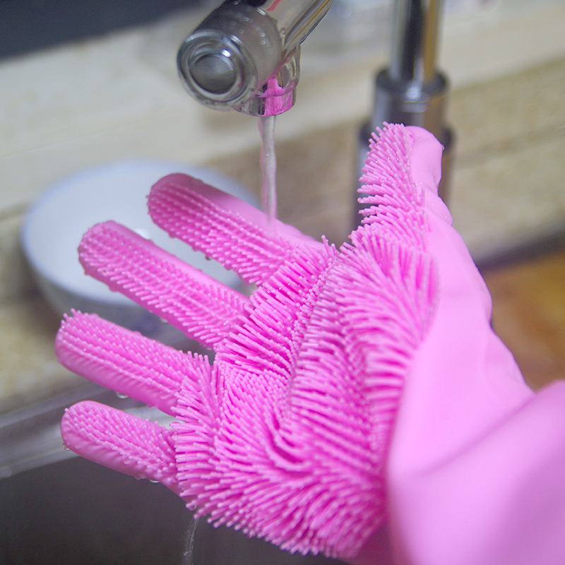 抖音硅胶洗碗手套厨房多功能魔术手套加厚防水家务手套洗碗神器