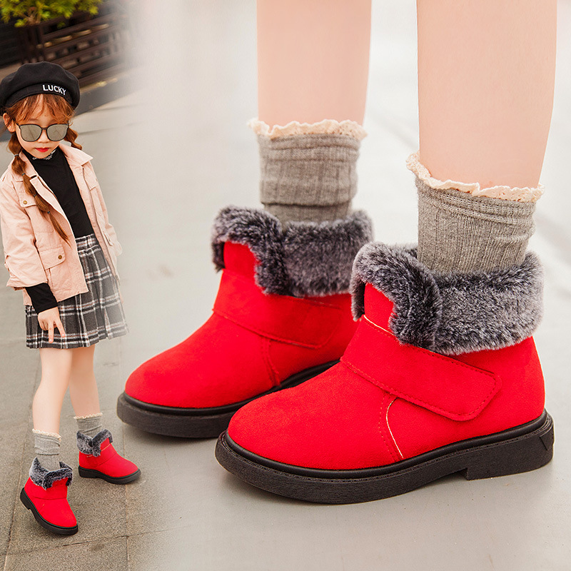 Snowmobile boots for baby Girl plus warm cotton boots with fur mouth puffer boots