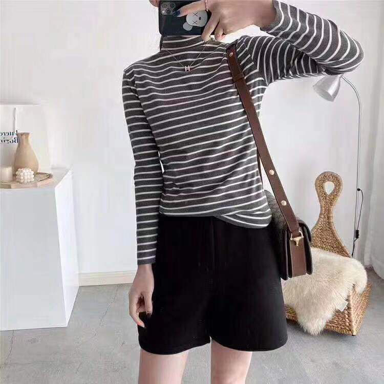 Stripe cationic base coat thickened double-sided velvet stripe new autumn and winter new semi - high collar warm base coat thumbnail