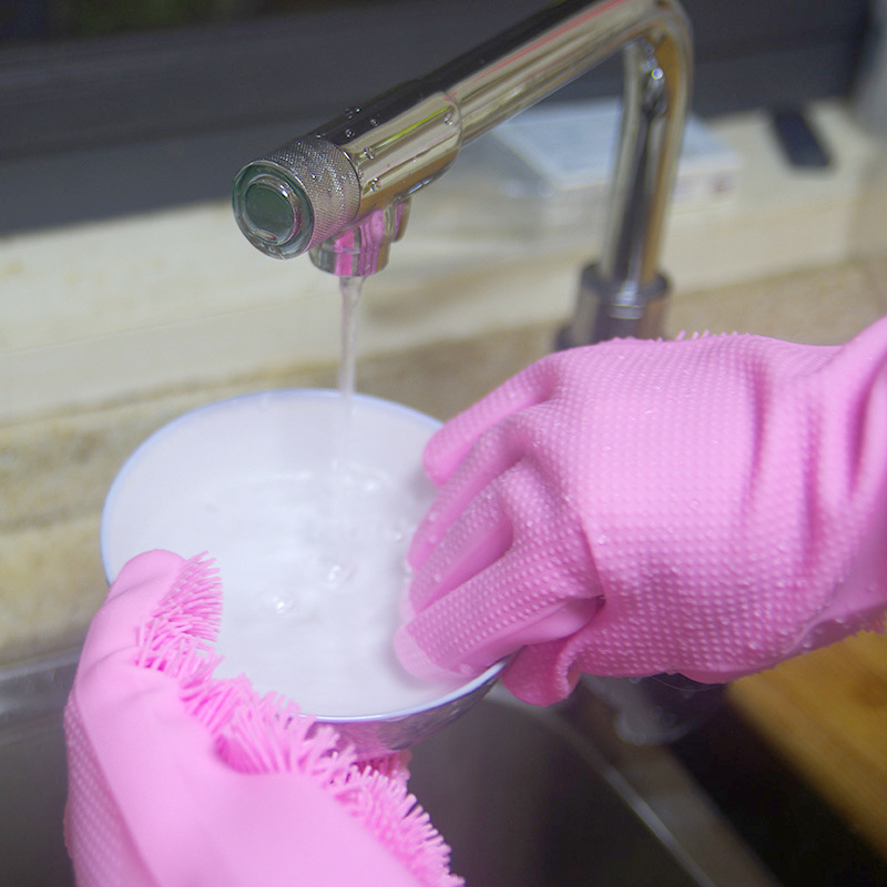 抖音硅胶洗碗手套厨房多功能魔术手套加厚防水家务手套洗碗神器细节图