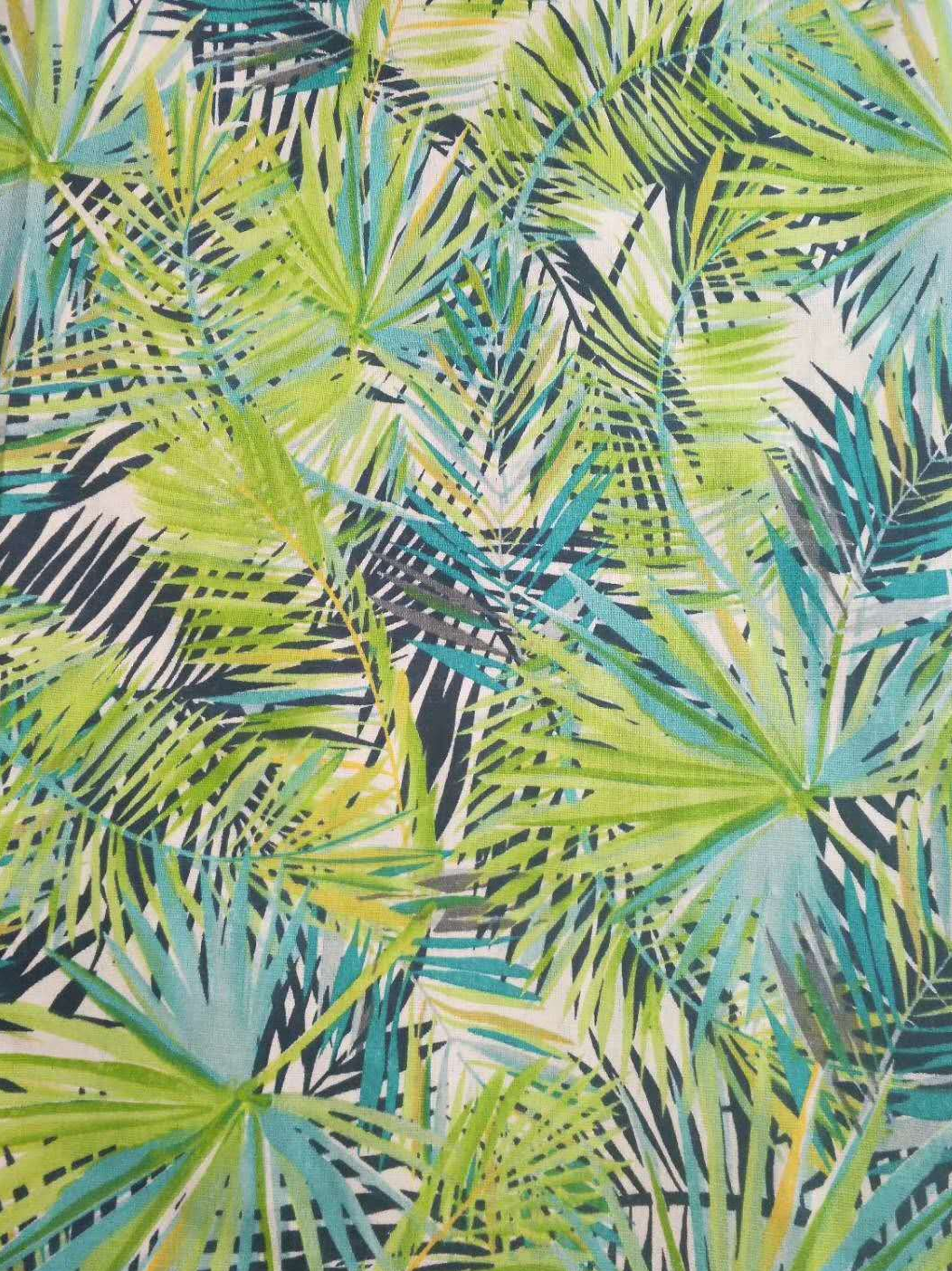 Cotton and linen printed chicken feathers details Picture