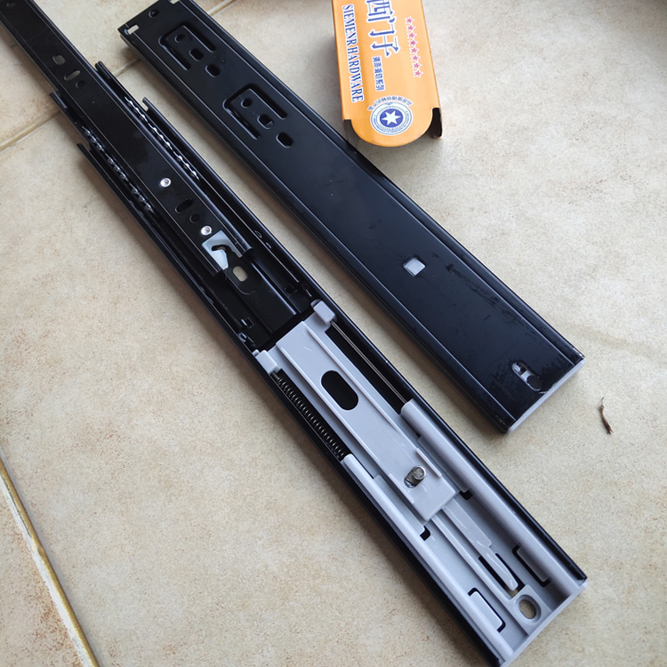 Three - section rail damping buffer drawer track slide track static track