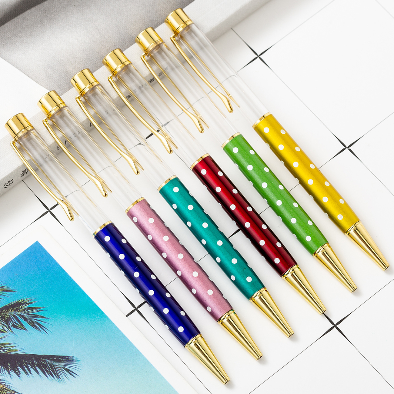 Metal empty tube diy ballpoint pen can be filled with crystal quicksand gold foil pen Wholesale metal pen can be customized logo thumbnail