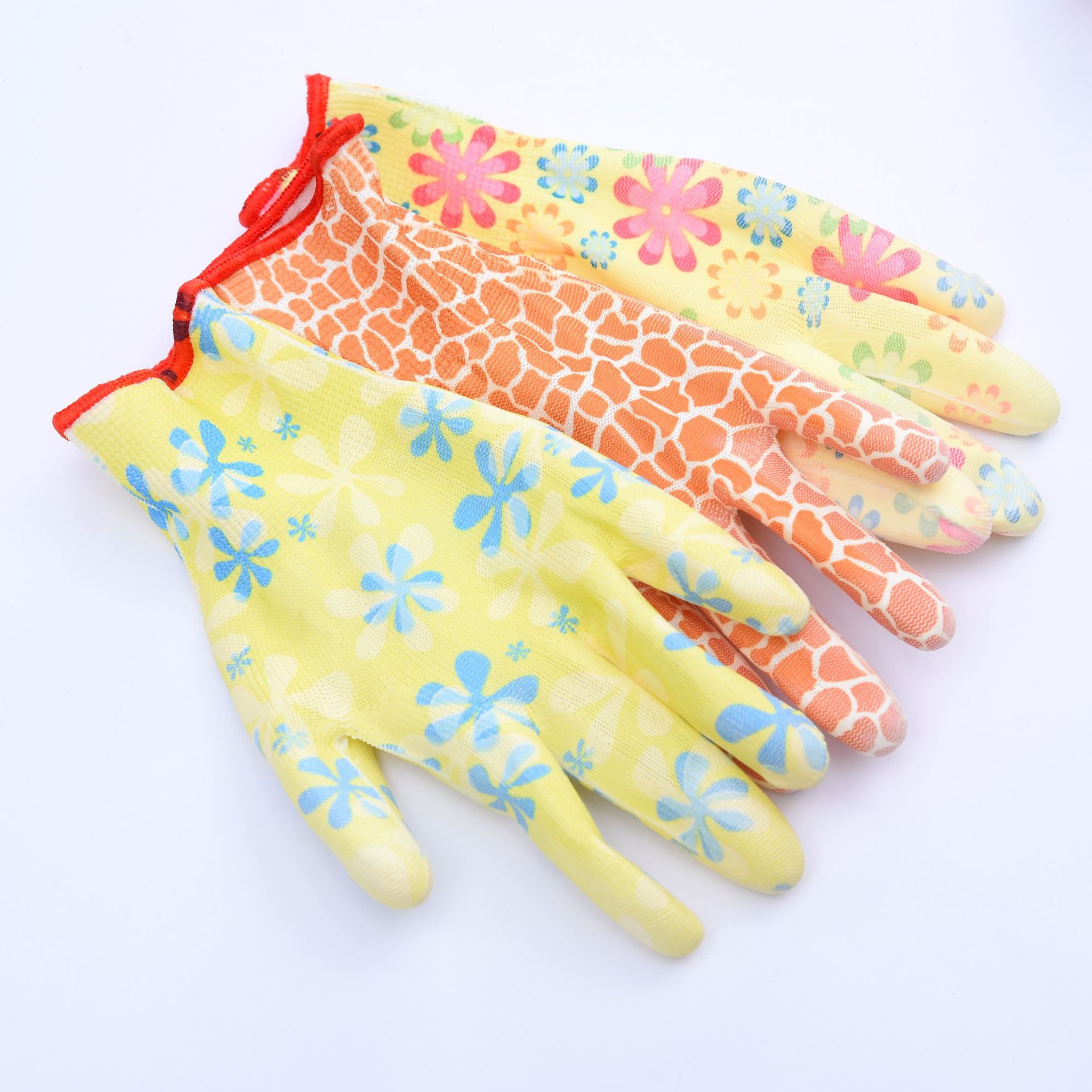 厂家直销13针印花PU手套防滑防烫防压防滑耐磨手套细节图