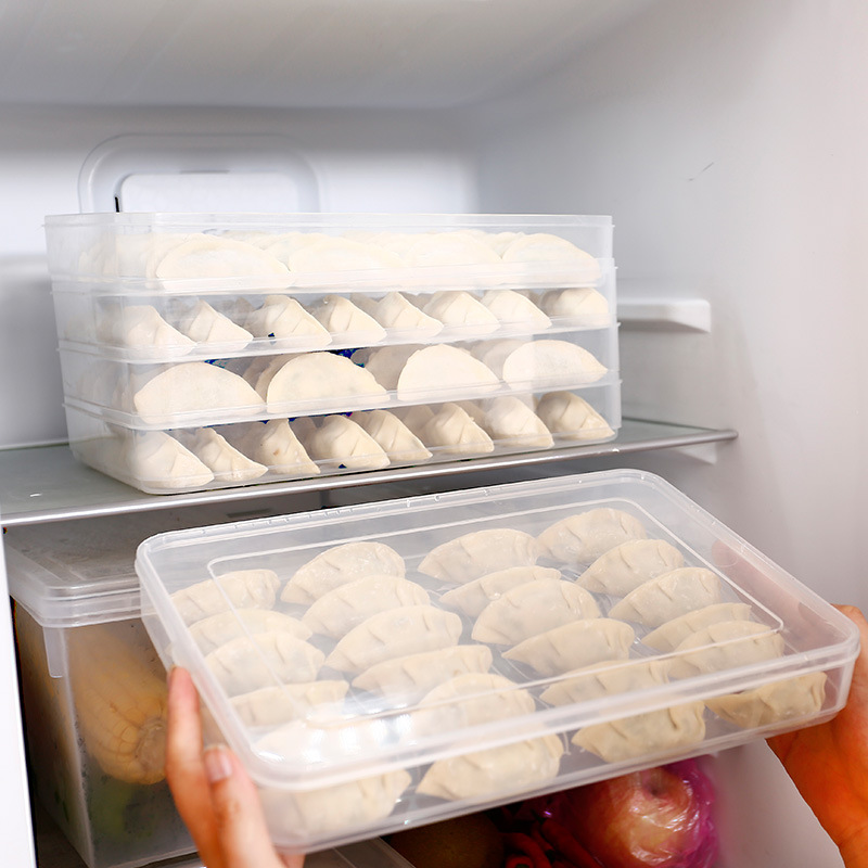 冰箱冷冻饺子盒 可叠加独立盖多层馄饨 小笼包速冻保鲜盒塑料批发细节图