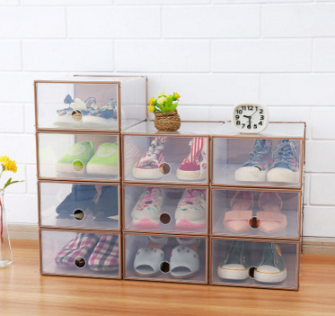 Plastic shoebox thickened transparent crystal shoebox New one-piece collapsible shoebox injection male storage shoebox thumbnail