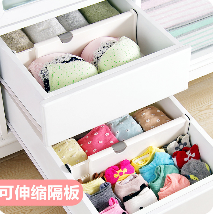 Drawer telescopic partition board, wardrobe layer plastic baffle, freely combinable cabinet partition board, storage and organization partition board Specification image