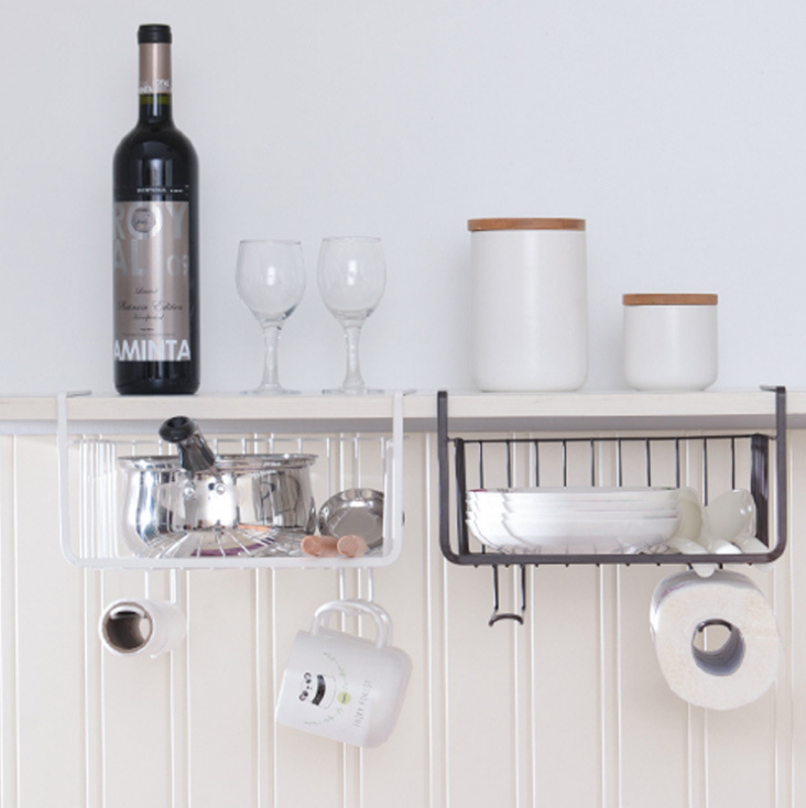 Wardrobe storage rack, metal shelving rack, organizing rack, kitchen cabinet bottom hanging rack, mezzanine hanging basket, wall-mounted storage rack details Picture