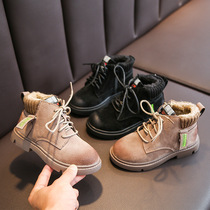 Girl Mei Fang of Martin's boots, thickened autumn/winter style retro color polish, round head, middle sized child soft bottom, non-slip, low heel ankle boot, male