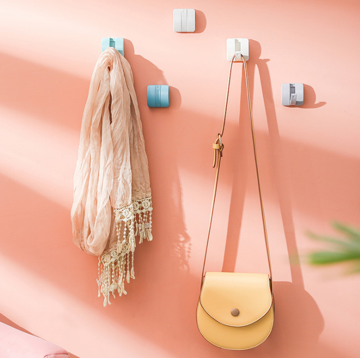 Creative candy-colored hidden hook, strong and seamless adhesive hook, household wall hook without drilling, load-bearing and nail-free details Picture