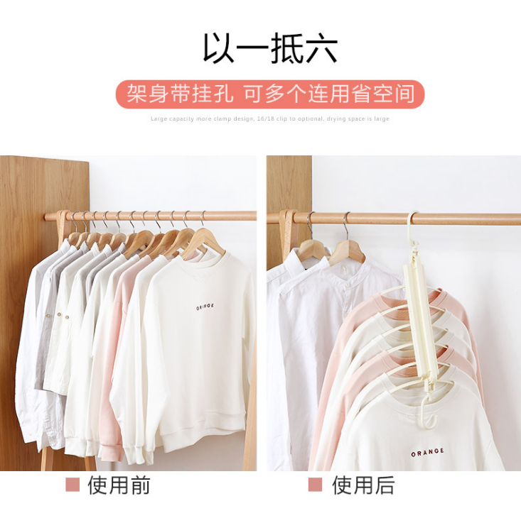 家用折叠衣架多功能挂衣架晒衣架无痕魔术晾衣架宿舍防滑收纳神器细节图