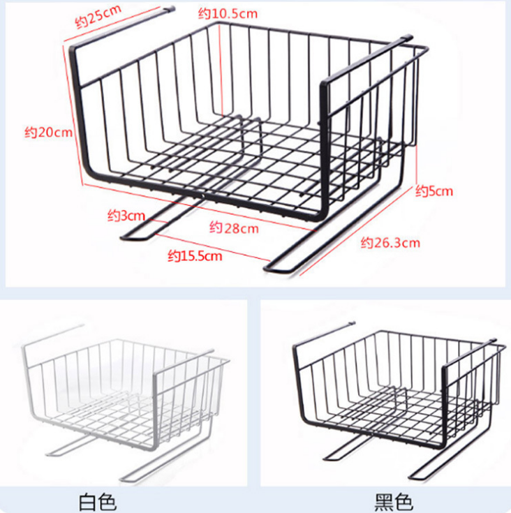 Wardrobe storage rack, metal shelving rack, organizing rack, kitchen cabinet bottom hanging rack, mezzanine hanging basket, wall-mounted storage rack Specification image