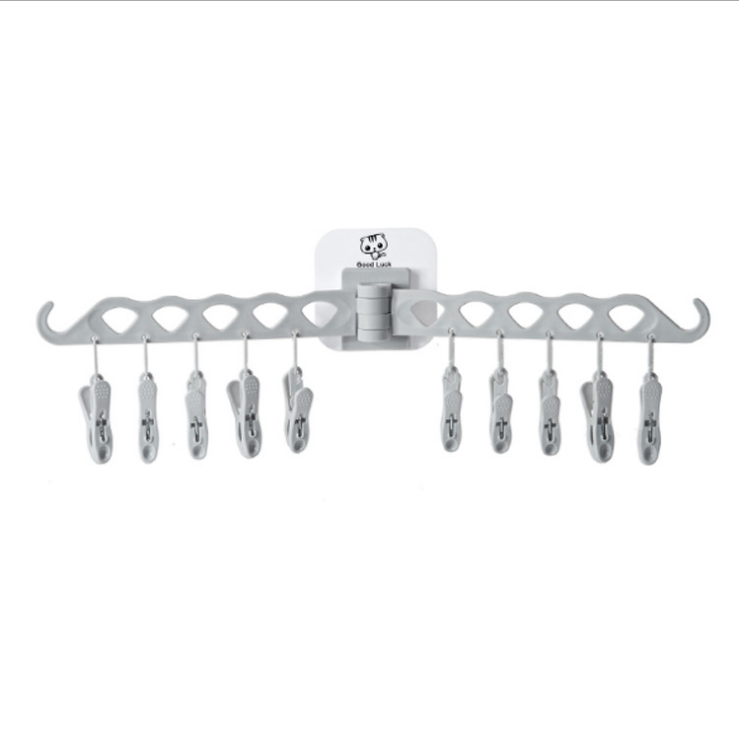 可移动 家用多功能衣架 塑料多夹防风晾衣夹内衣袜子晾晒衣架细节图