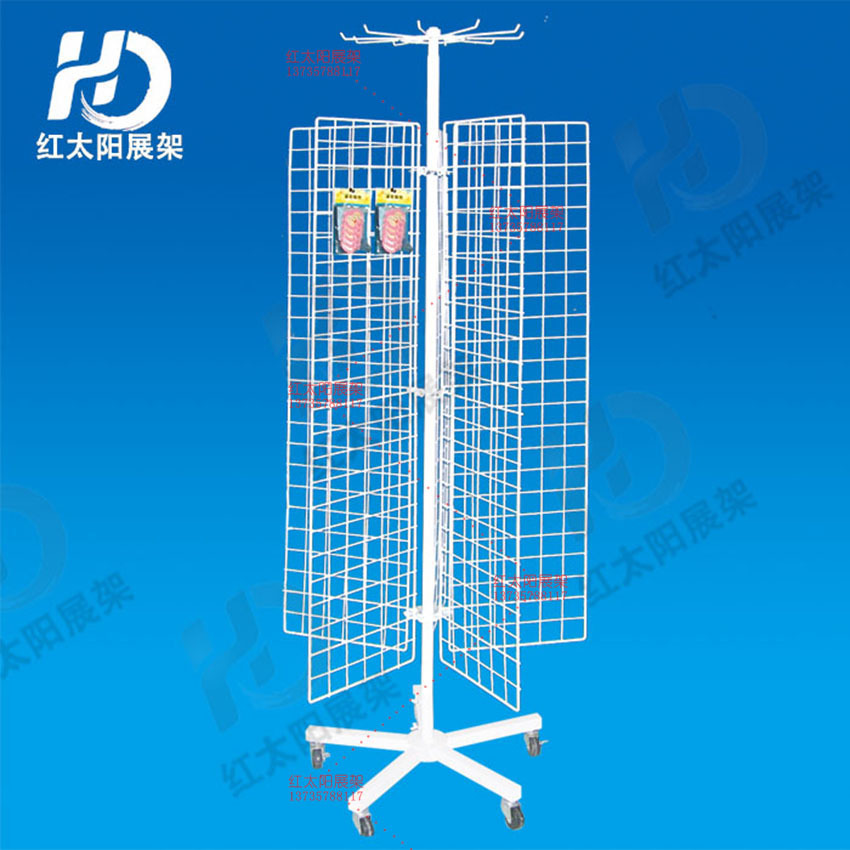 红太阳厂家专业定制 小商品网架 可旋转3面展示架 精品店货架细节图