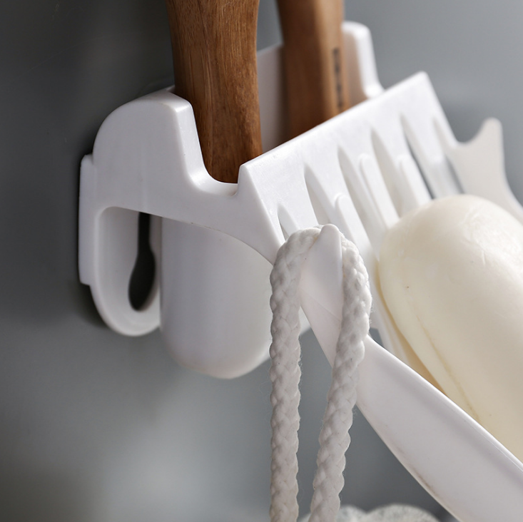 免打孔双层肥皂盒强力无痕贴浴室沥水卫生间壁挂式香皂两用置物架产品图