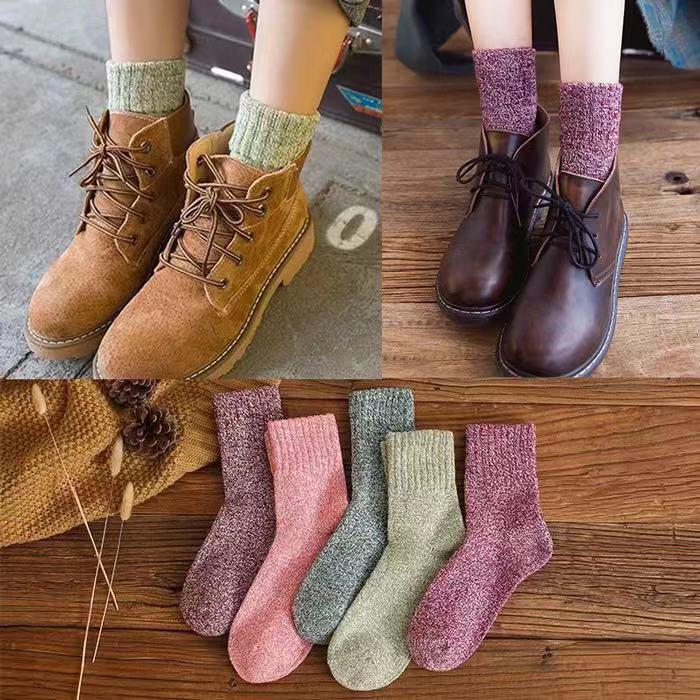 Winter socks for women, mid-calf socks for autumn and winter, Korean version thickened woolen long calf warm socks details Picture