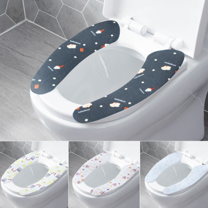 超厚自粘印花静电马桶垫家用马桶贴秋冬季可水洗坐便垫马桶圈坐垫