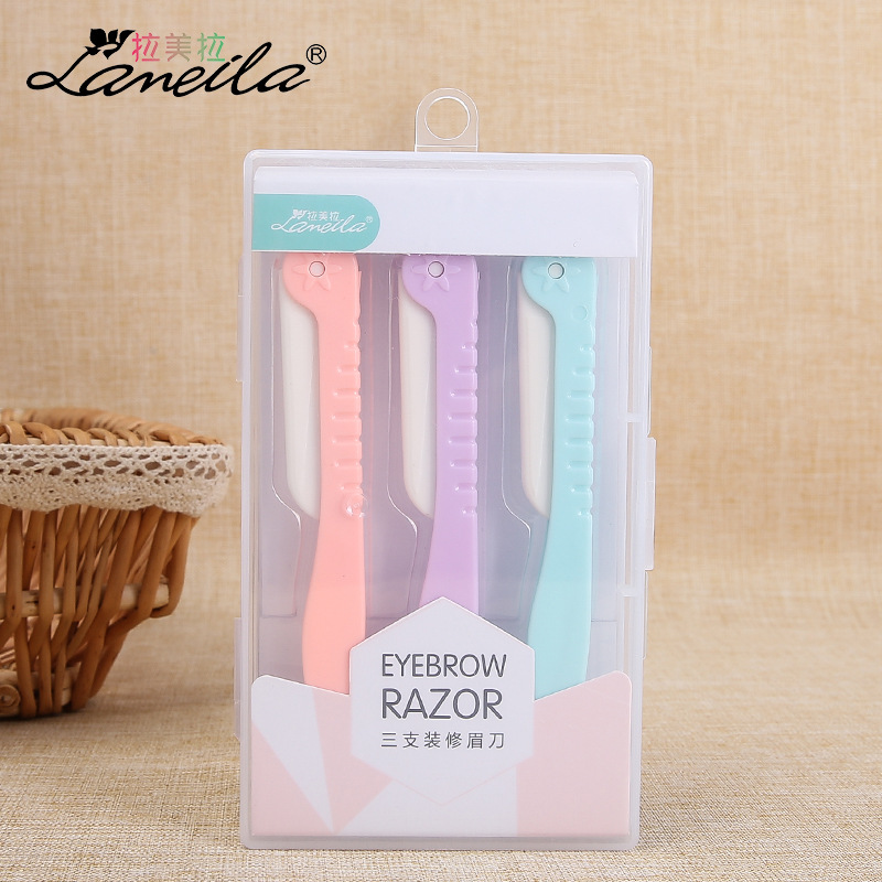 Lamella three decoration eyebrow knife beauty salon professional stainless steel eyebrow scraper folding eyebrow knife A0369 Specification drawing