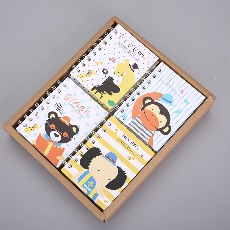 海滨纸品办公文化韩版创意可爱动物头像线圈笔记本 时尚硬壳线圈学生记事本套装详情图1