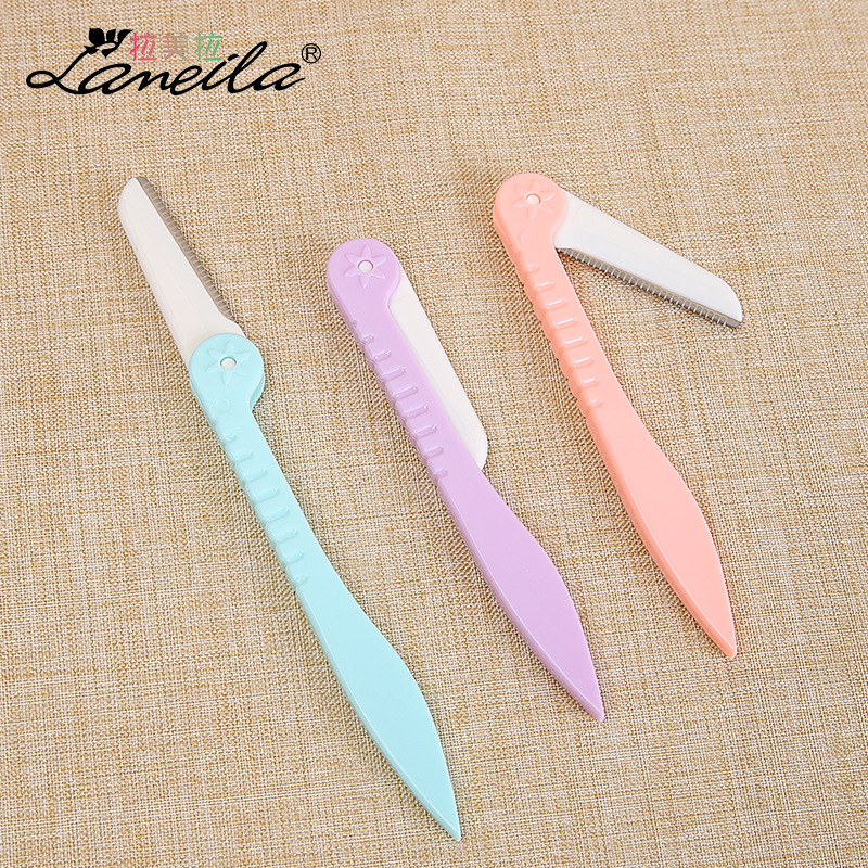 Lamella three decoration eyebrow knife beauty salon professional stainless steel eyebrow scraper folding eyebrow knife A0369 details Picture