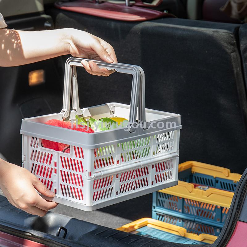 Outdoor folding storage basket, multi-functional storage basket, hand-held basket, vehicle-mounted storage basket, PP plastic Application Scenario