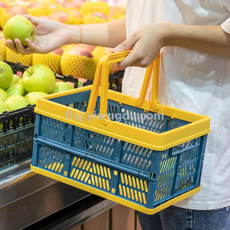 Outdoor folding storage basket, multi-functional storage basket, hand-held basket, vehicle-mounted storage basket, PP plastic Item Picture