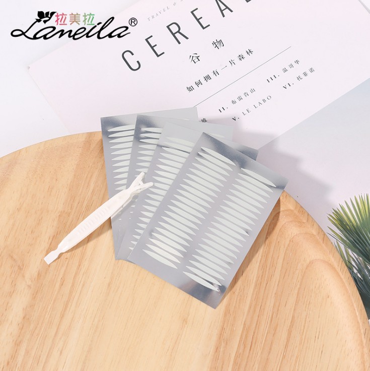 Lamella Natural Breathable waterproof double eyelid Adhesive Olive shape 100 back wholesale A195 details Picture