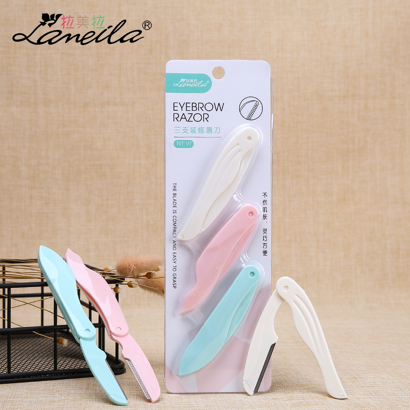 Lamella cartoon shape eyebrow cutter folding eyebrow razor Cartoon eyebrow cutter shaving knife 3 sets A0841 details Picture