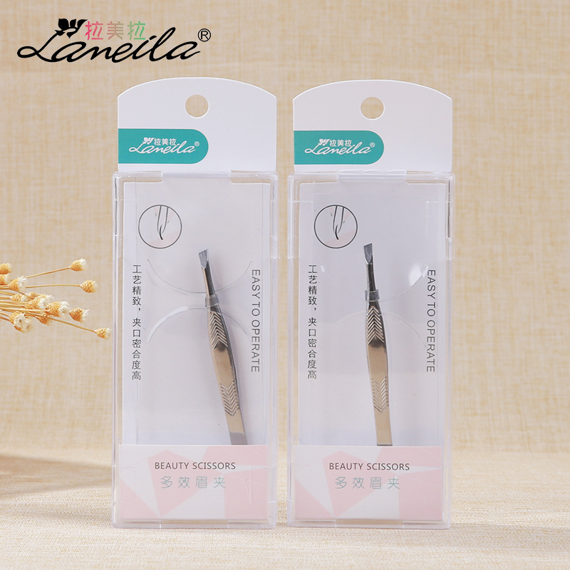 Lamella manufacturers direct sales stainless steel oblique eyebrow clip single boxed eyebrow tweezers A219 eyebrow trimming tool full figure