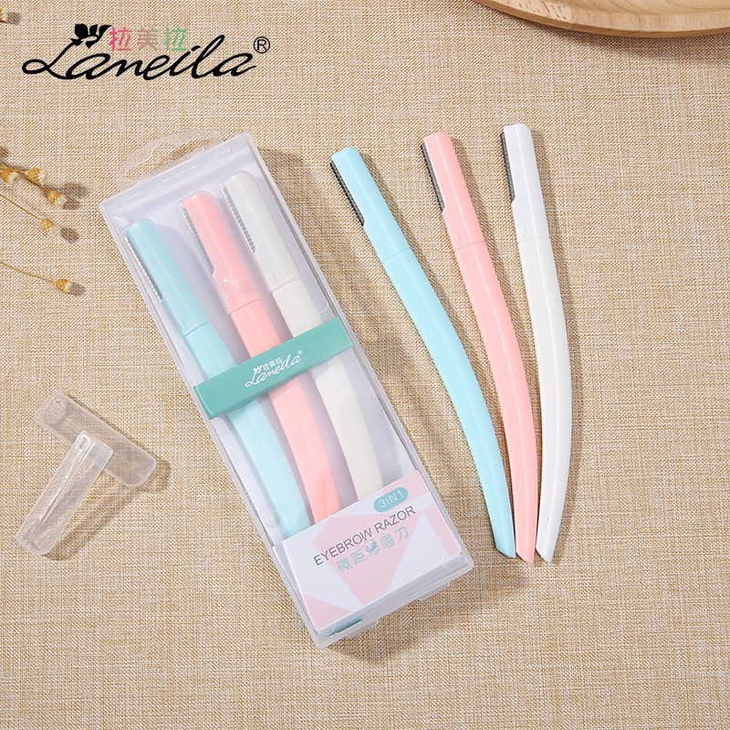 Lamella portable three boxed stainless steel eyebrow Shaver for women Professional Eyebrow Shaver A923 details Picture