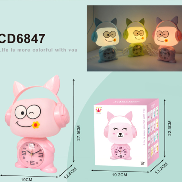 New cartoon alarm clock lamp bedside table lamp, cute clock table lamp, warm light night lamp for feeding milk at the bedside in the bedroom Application Scenario