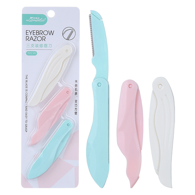 Lamella cartoon shape eyebrow cutter folding eyebrow razor Cartoon eyebrow cutter shaving knife 3 sets A0841 Item Picture