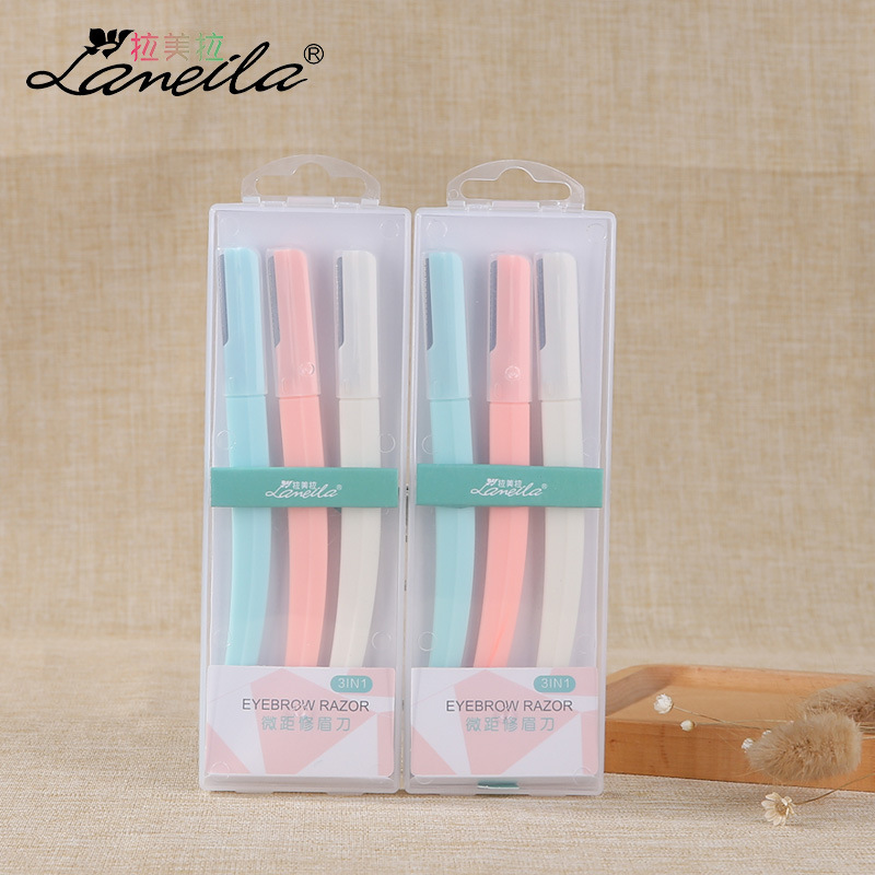 Lamella portable three boxed stainless steel eyebrow Shaver for women Professional Eyebrow Shaver A923 full figure