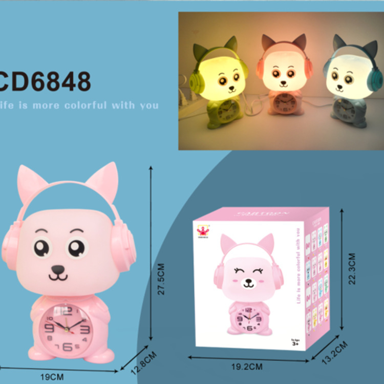 New cartoon alarm clock lamp bedside table lamp, cute clock table lamp, warm light night lamp for feeding milk at the bedside in the bedroom
