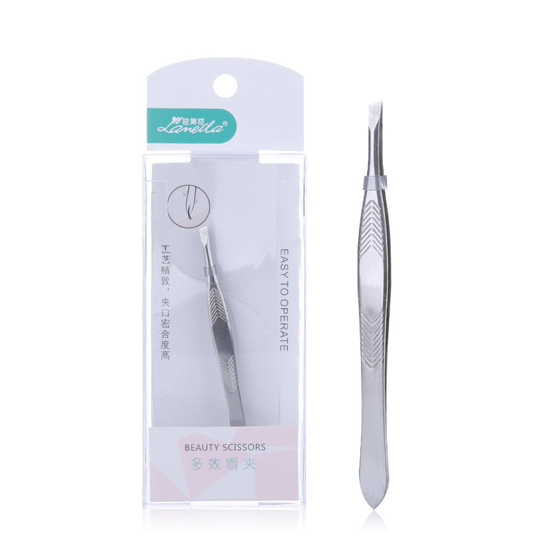 Lamella manufacturers direct sales stainless steel oblique eyebrow clip single boxed eyebrow tweezers A219 eyebrow trimming tool Item Picture