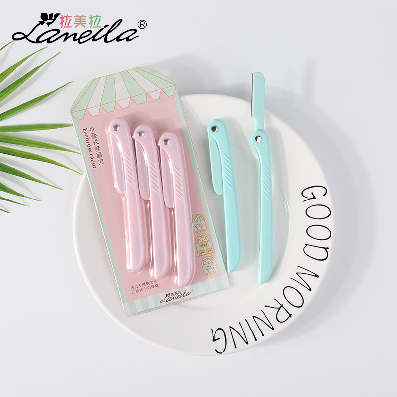 Lamella three-piece folding eyebrow razor Macro sharp stainless steel eyebrow razor for women Eyebrow Razor A0878 full figure