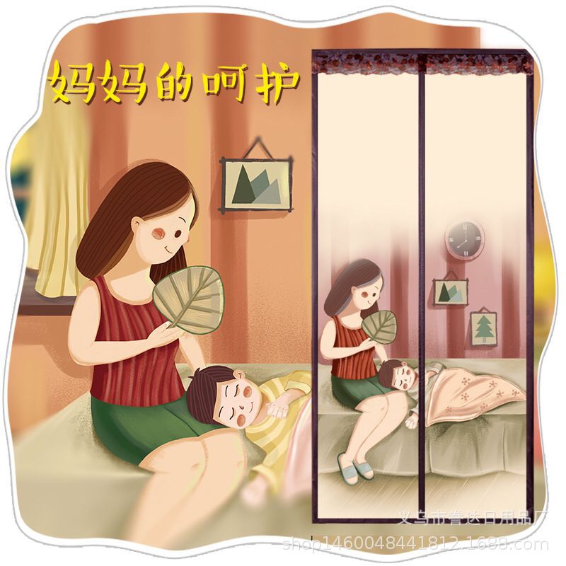 全磁条免穿魔术贴款 夏季家用布艺防蚊虫磁性高档免打孔隔产品图