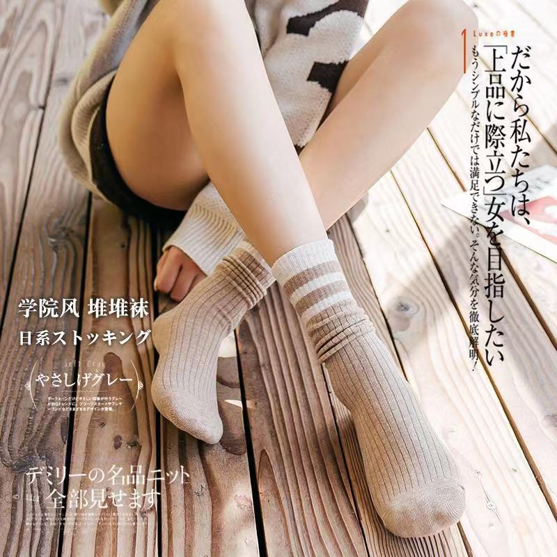堆堆袜女中筒长袜棉袜可爱日系复古秋冬款网红款街头韩国详情图1