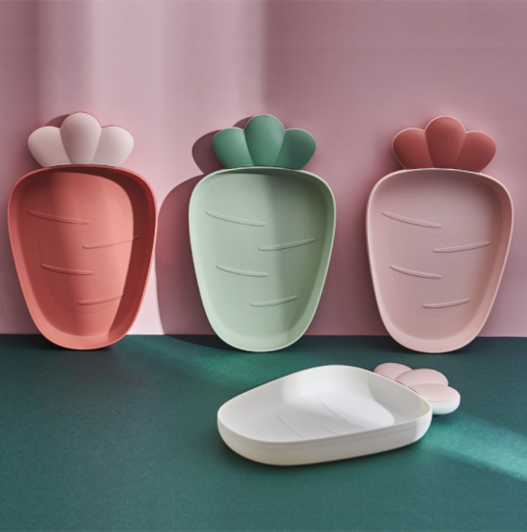 家居水果呆萌萝卜果盘分格干果盘北欧风纯色水果盘零食小吃碟