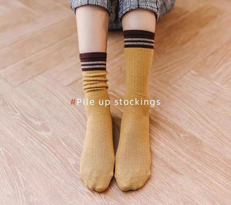 堆堆袜女中筒长袜棉袜可爱日系复古秋冬款网红款街头韩国详情图4