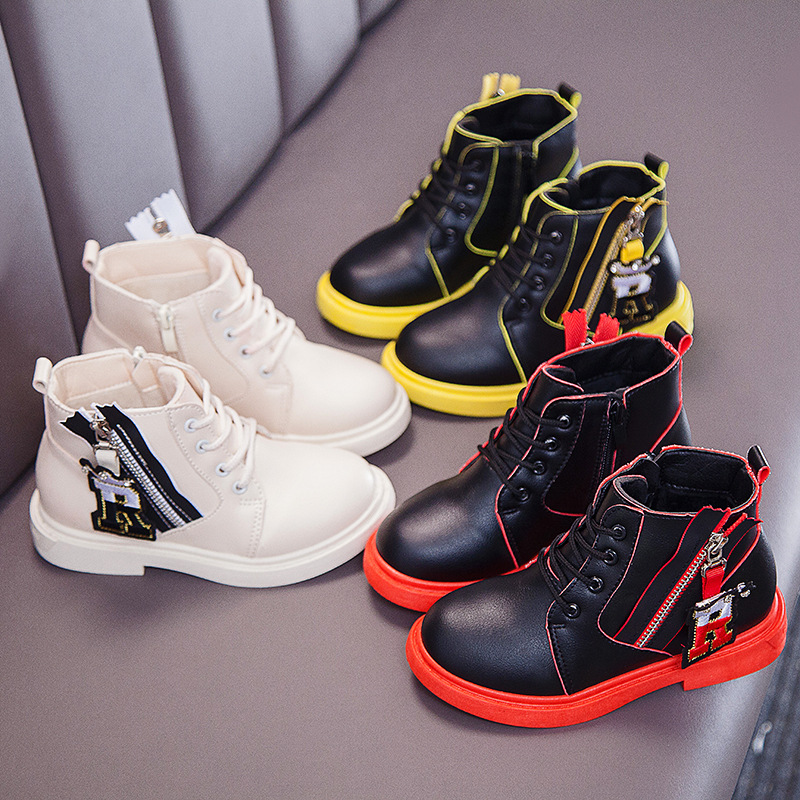 Autumn/winter 2019 new Korean version of Martin boots British style short boots fashion versatile ankle boots leather boots children's cotton boots thumbnail