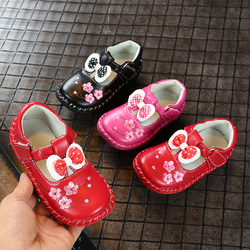 19 spring Korean version bowknot princess round-toed small leather shoes baby soft soles female casual shoes wholesale thumbnail