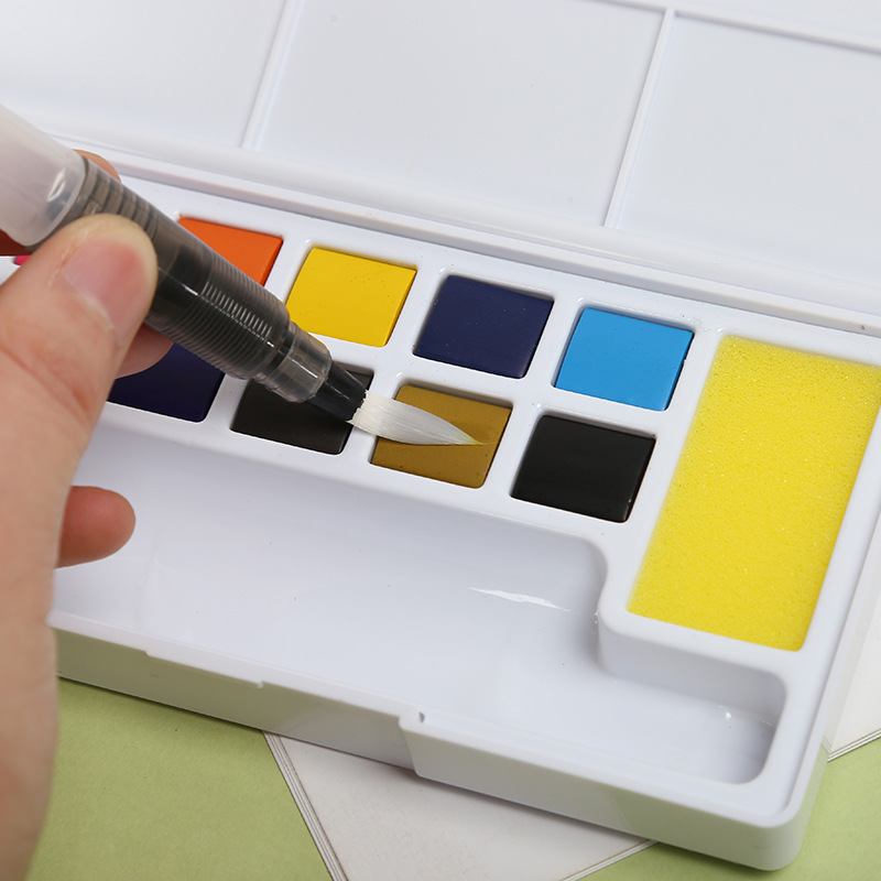 厂家直销学生用水彩颜料可水洗固体画盒手绘入门便携水粉盒批发产品图