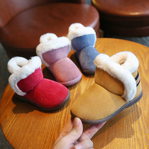 New soft soles with cotton padded shoes 1-3 year old baby walking shoes female winter non-slip warm padded ugg boots boy