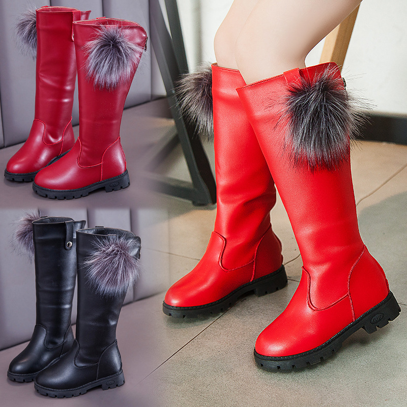 Meifang autumn winter new add velvet children boots high top to go with girls Korean princess boots school boots high boots