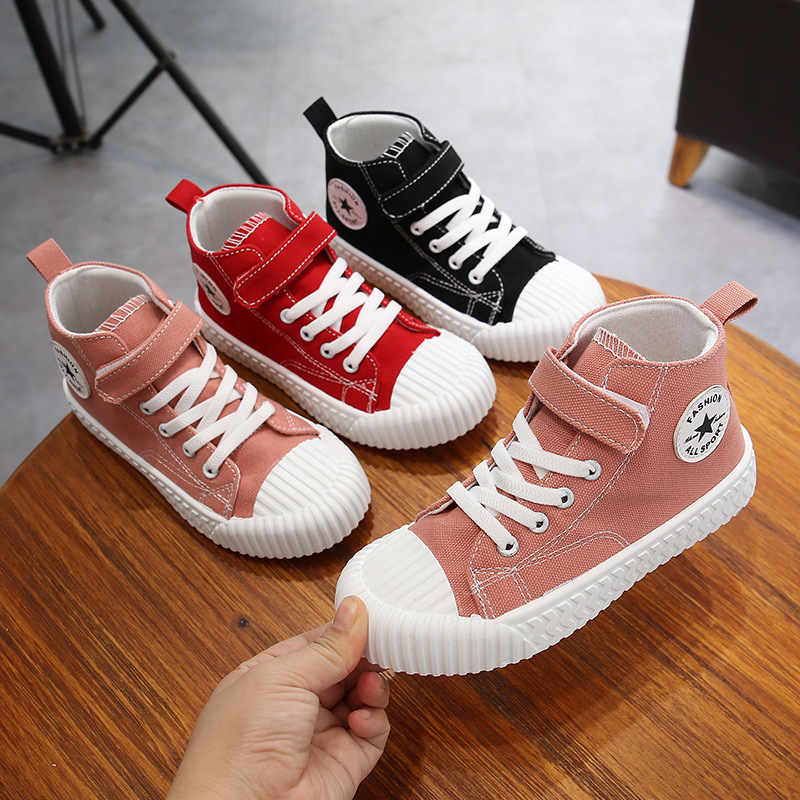 New High top sneakers for girls and boys, shell head sneakers for children, Velcro slipper for leisure