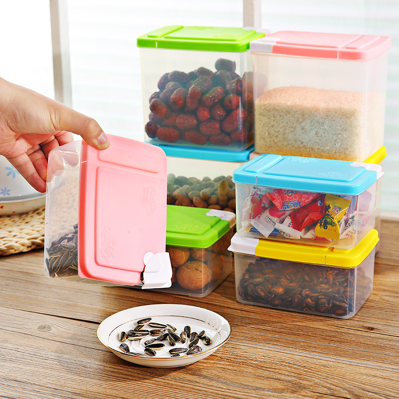 多功能杂粮罐 折叠翻盖保鲜盒 零食坚果储物盒细节图