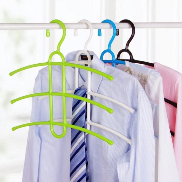 三层防滑塑料晾衣架鱼骨型多层衣服挂架衣柜挂衣架儿童衣撑批发细节图