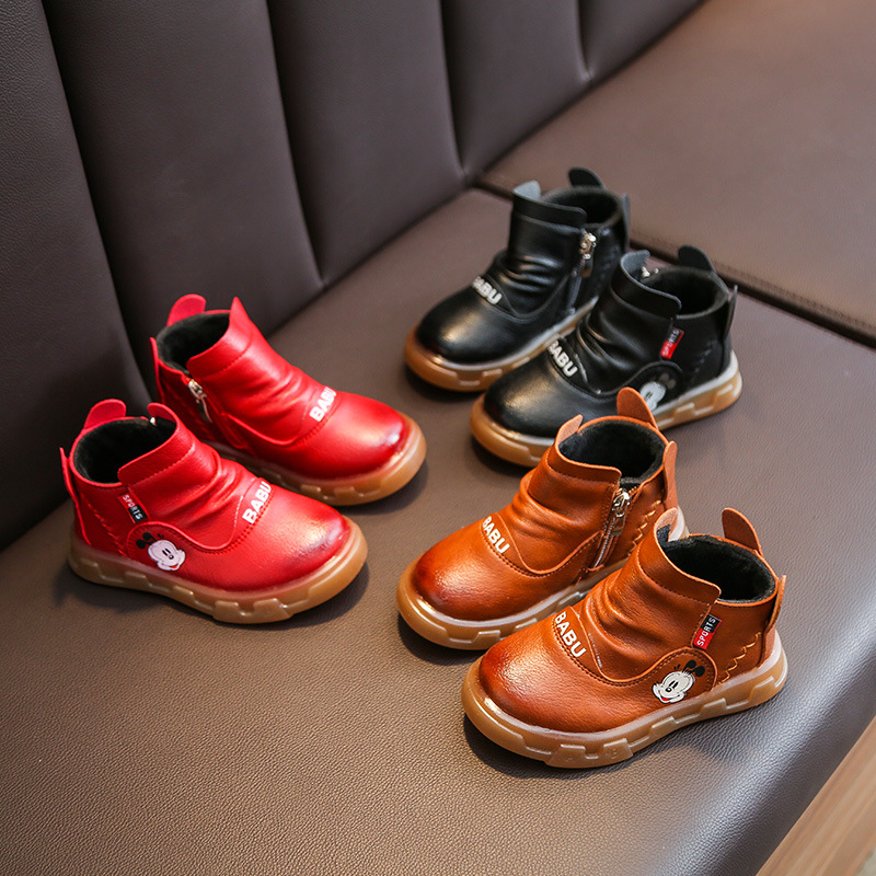 Autumn winter new children's shoes children's ankle boots baby boots with velvet shoes boy's boots fashion boots leather single boots waterproof