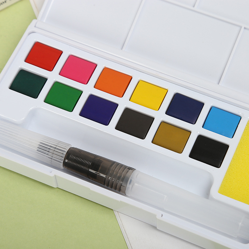 厂家直销学生用水彩颜料可水洗固体画盒手绘入门便携水粉盒批发细节图